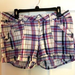 White red & blue plaid